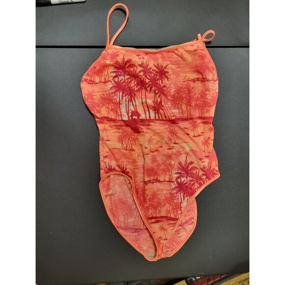 GUC Ocean Avenue, Retro One-Piece Swimsuit in Orange Hawaiian Sunset Print, Size - Picture 1 of 5